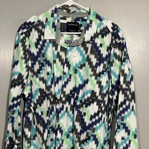 Calvin Klein Men's Geometric Jacket - Blue, Green, and Black